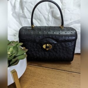 Jeanne D'Arc Black Ostrich Handbag